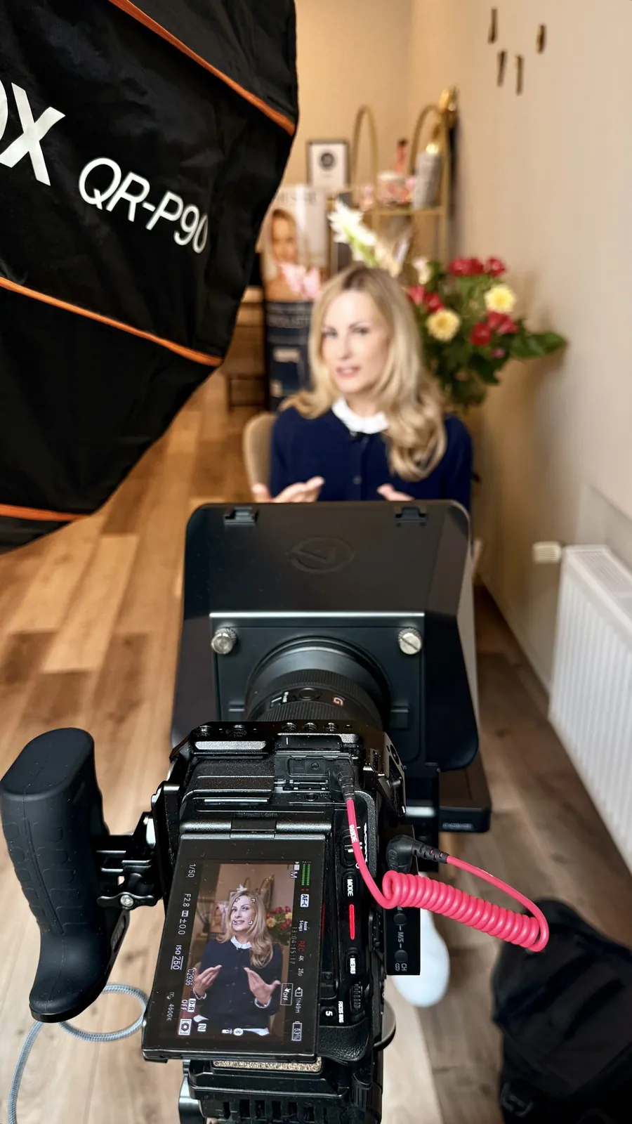 Behind the scenes: an interview being filmed