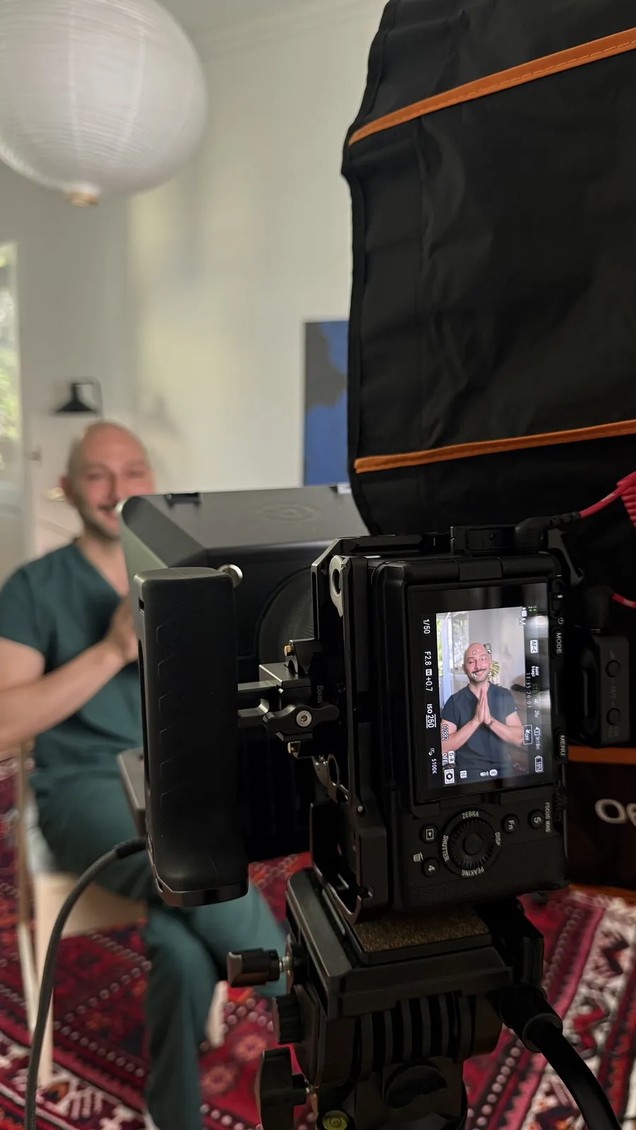 Behind the scenes: a doctor on the camera monitor